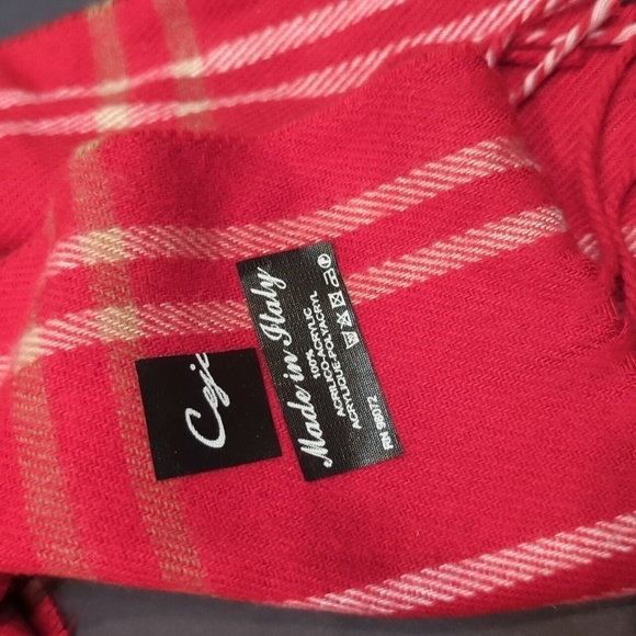 Cejon Women's Red 100% Acrylic Plaid Scarf 67" x 11" - Picture 2 of 4